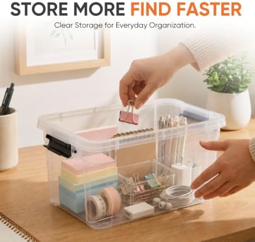 Superio 1.4 Quart Mini Clear Plastic Storage Container with Lid, Stackable Small Organizer Box for Crayons, Art Supplies, Beads, Sewing, Stationery & Food Storage, 36 Pack - Image 2