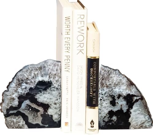 Agate Geode Stone Bookends Heavy Duty Crystal Book Holders Decorative - Image 3