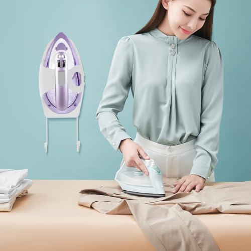 Ironing Board Wall Hanger with Iron Holder, Wall Mount White ABS - Image 4