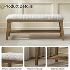 VKNOW Entryway Bench, Storage Shoe Bench with Rubberwood Legs, Beige - Image 5