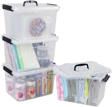 Farmoon 12 Quart Clear Storage Bin, Plastic Latching Box with Handle 4 Pack - Image 6