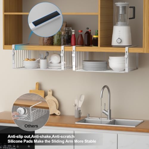 AmonHouseware 2Pack Under Shelf Basket Storage,Adjustable Hanging,White - Image 5
