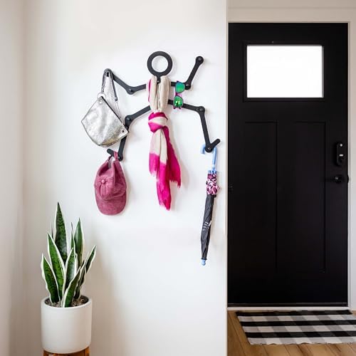 Three by Three Seattle Minimalist Wall-Mounted Coat Rack, Black Metal - Image 2
