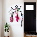 Three by Three Seattle Minimalist Wall-Mounted Coat Rack, Black Metal - Image 2