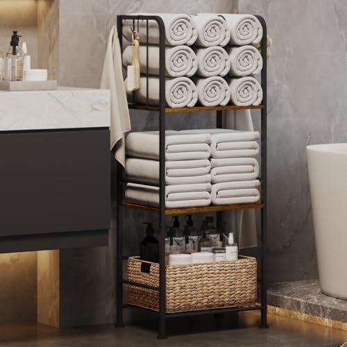 3-Tier Freestanding Cabinet Towel Rack Metal Stand by Unknown