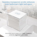 CLEAN SKIN CLUB Clear Acrylic Box for Clean Towels XL (NOT Included), Container For 50 Disposable Clean Towels XL, Face Towelettes Bathroom Counter Storage, Bin for Cleansing Facial Dry Wipes - Image 4