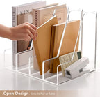 SANRUI 4 Pack Vertical File Holder, Acrylic Desk Organizer Magazine File Sorter for Magazines, Binders, Notebooks, Envelopes, Multi-purpose Clear Document Organizer Rack - Image 7