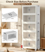 Hanyi 415 QT 5-Tier Stackable Storage Bins with Lids, Clear Doors, 4 Wheels - Image 2