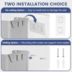 JOMOLA No Drilling File Holder 5 Pack Mail Organizer Wall Mount File Organizer Holder Office Wall Hanging Files Magazines Organizer Plastic Door Mount Wall Pocket with Adhesive Pad, Grey Color - Image 3