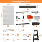 WALMANN 113 PCS Pegboard Wall Tool Organizer Kit with Pegboard Hooks, Grey - Image 4