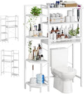 K1 Heavy Duty 7-Tier Over The Toilet Storage（With Basket and Paper Hook）Freestanding Above Toilet Shelf with Adjustable Feet，Space Saver Bathroom Shelves 9.3"D x 33.5"W x 63.8"H，Beige White by Roxibelt