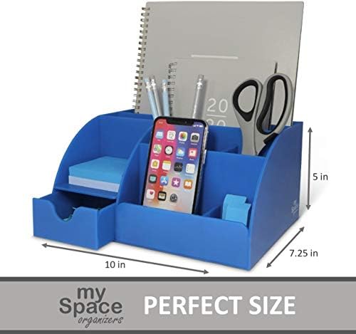 My Space Organizers Blue Desk Organizer, 9 Compartments, Office Supplies and Desk Accessories Organizer, Pen Holder Decor Desktop (Blue) - Image 5