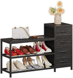 EXOTICA Industrial Shoe Storage Bench with 4 Drawers & Seat, Black - Image 7