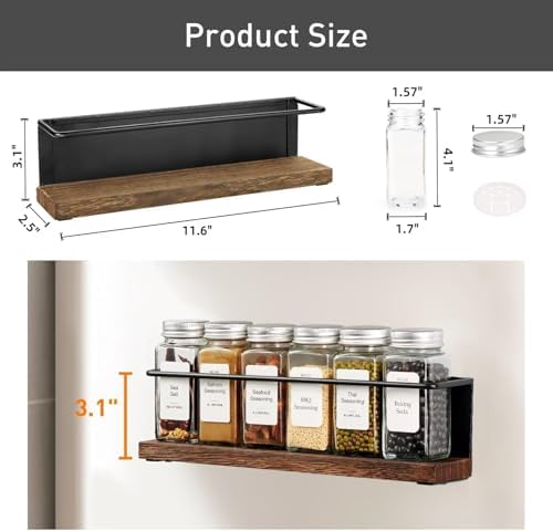 Magnetic Spice Rack with 24 Jars, 216 Labels, 1 Steel Funnel for Refrigerator，Microwave Oven - Full Set of Spice Organizer - Image 3