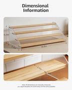 Tiered Spice Rack Organizer for Countertop & Cabinet, 4-Tier 19.9in Kitchen Seasoning Storage Shelf, Space Saving Standing Spice Organizer, Wooden & Acrylic, Solid Wood - Image 6