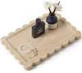 Scalloped Natural Travertine Tray - Decor Stone Tray for Bathroom & Vanity by Zilukar