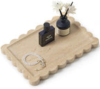 Scalloped Natural Travertine Tray - Decor Stone Tray for Bathroom & Vanity by Zilukar