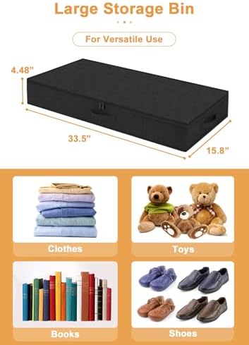 punemi 4.5 in Tall Low Profile Under Bed Storage Containers, 2 Pack, Black - Image 4