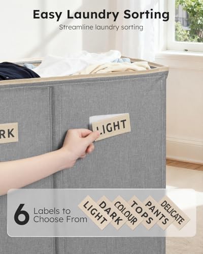 SOLEDI 200L 3-Section Laundry Hamper with Lid, Extra Large Dirty Clothes Basket with Sturdy Handles for Laundry Room & Bedroom - Durable Organizer for Sorting Laundry - Image 3