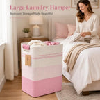 Laundry Hamper, Cotton Rope Laundry Basket with Leather Handles, 22.5-Gallon/85 L Large Clothes Hampers for Laundry, Woven Laundry Baskets for Blankets, Clothing, Bedroom, Living Room, Nursery - Image 3
