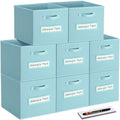 Fabric storage cubes (8 Pack) 11 Inch Cube Storage Bin, cube organizer bins with 8 Labels Window Cards & a Pen, Foldable cube organizer bins and Fabric Storage Box, Sky Blue by Artsdi