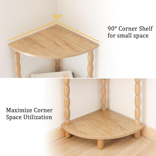 MaxSmeo Corner Bookshelf, 5-Tier Corner Shelf Stand, Modern Corner Plant Shelves with Storage, for Bedroom, Bathroom, Kitchen, Living Room (Rustic Walnut) - Image 6