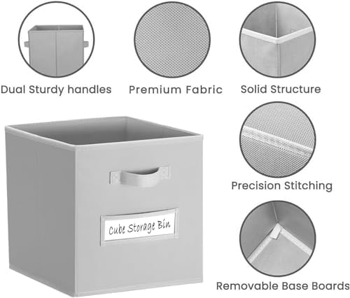 Storage Bins,13 Inch Cube Storage Bin with Labels,6pcs,Light Grey - Image 2