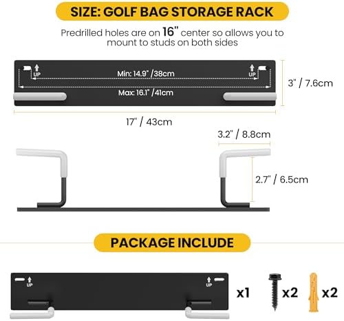 Wall Mounted Golf Bag Storage Rack,Golf Bag Storage Rack for Garage,Golf Bag Organizer for Garage,Golf Bag Hangers/Holder/Hook for Garage,Golf Storage System & Accessories - Image 5