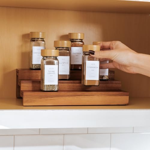 KitchenEdge 3-Tier Expandable Spice Rack Organizer, Acacia - Image 6