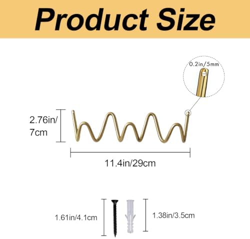 RRG Wavy Wall Mount Coat Rack,11.4 Inch Gold Heavy Duty Wave Hook Strip - Image 3