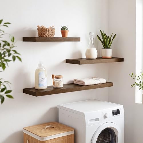 RICHFOCUS Bathroom Floating Shelves for Wall 2Pack|Walnut|28" L - Image 6