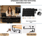 No Drill Under Desk Cable Management Tray 28" Steel Base : Anti-Sag - Image 6