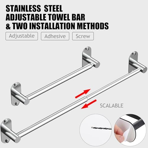 Towel Bar, Adhesive or Drill Wall Mount, Chrome, 3 Pack - Image 3