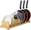 Pots and Pans Organizer Under Cabinet, Cutting Board/Baking Sheets Storage Rack, Adjustable Bamboo Pot Lid Holder, Pot Lid Organizer Inside Cabinet, Pot and Pan Organizers(Natural) by Asufarich