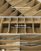 Expandable Utensil Drawer Organizer for Silverware,Bamboo 12 Slot - Image 4