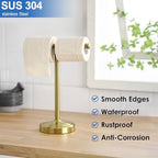 RUMOSE Brushed Gold Hand Towel Holder Stand Countertop Towel Rack - Image 6