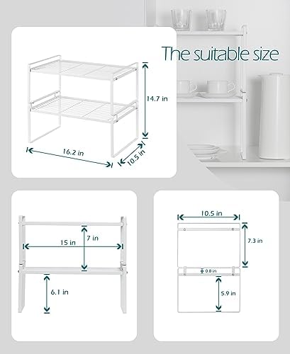 Shantton Cabinet Shelf Organizer, Pantry Shelf Rack, White 16.1x10.6x7.3 - Image 3