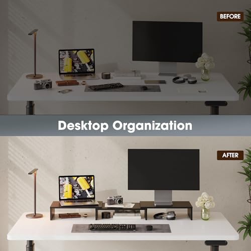 FITUEYES Dual Monitor Stand Riser, Adjustable Length and Angle, Black - Image 5