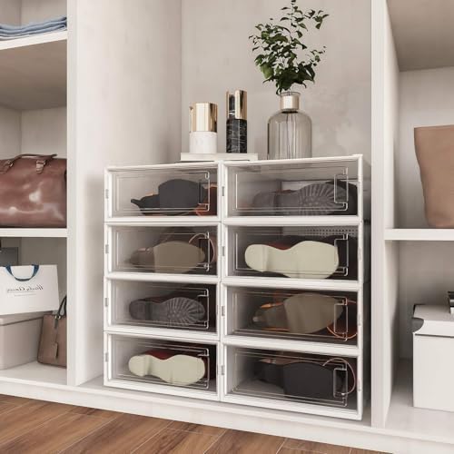 4-Piece Boot and Shoe Storage Box, Stackable Clear Plastic Shoe Box, Space-Saving Shoe Organizer for Boots, Sneakers, and High Heels, Clear - Image 2