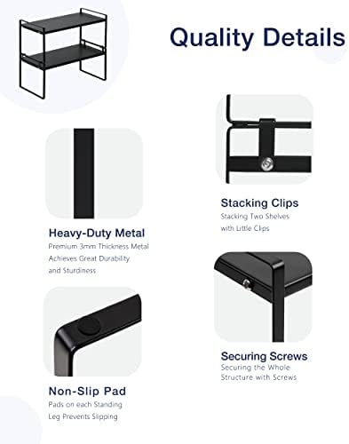 Nxconsu Stackable Cabinet Shelf Organizer 2 Pack, Standard Black - Image 4