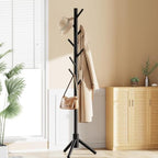 Pipishell Solid Wooden Coat Rack Freestanding with 8 Hooks, Black - Image 7