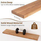 Floating Shelves for Wall Decor, 8" Deep Rustic Solid Elm Wood Floating Shelves Wall Mounted, Wall Shelves with Invisible Bracket for Living Room Bathroom Bedroom Kitchen, 36 Inch Set of 2, Natural - Image 5