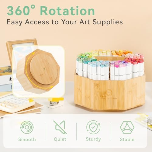 Ohuhu 360° Rotating Marker Organizer Holds 162 Honolulu & B Oahu Markers - Image 5