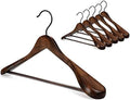 TOPIA HANGER Set of 6 Beautiful Coat Suit Jacket Wood Wooden Hangers, Premium Retro Finish with Extra-Wide Shoulder- 360° Black Hooks & Anti-Slip Bar CT02A by TOPIAHANGER