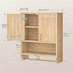 HOOBRO Fluted Bathroom Cabinet with 2 Doors, Farmhouse Bathroom Wall Cabinet with Towel Rack and Open Shelf, Fluted Wall-Mounted Medicine Storage Over The Toilet for Bathroom, Kitchen, Natural - Image 3