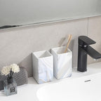 Ceramic Toothbrush Holders - Blue Marble Square Toothbrush Holders for Bathrooms, Toothbrush Cups, Toothpaste Organizer for Bathroom Countertop, Makeup Brush Holder, Pen Holder for Home Storage - Image 6