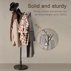 Muwuele Coat Rack, Solid Wood Coat Rack Freestanding with 12 Hooks, Coat tree freestanding 3 Adjustable Heights for coat, Hats, Handbags， Coat Stand for Entryway, Bedroom (Black) - Image 6