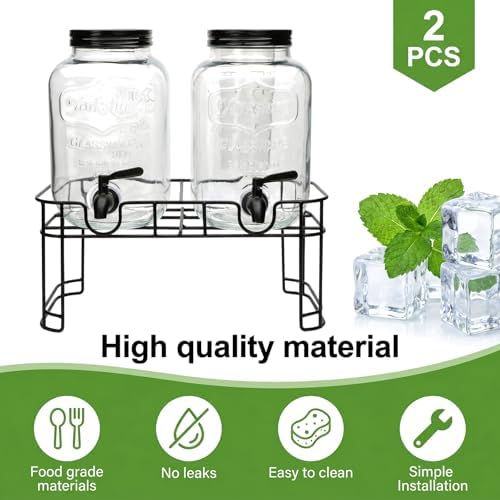 Accguan 1-Gallon Drink Dispensers for Parties,Glass Beverage Dispenser 2pcs - Image 3