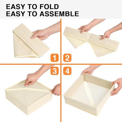 DIMJ Drawer Organizer Clothes 18 Pack - Foldable Baby Organizers and Storage & Dresser Organizer for Bedroom, Closet - Nursery Organization Dresser Dividers for underwear, Sock,Bra, Belt, Tie, Beige - Image 4