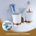 Antique Bronze Double Toothbrush Holder for Bathroom Tumble Holder Wall Mounted - Image 3